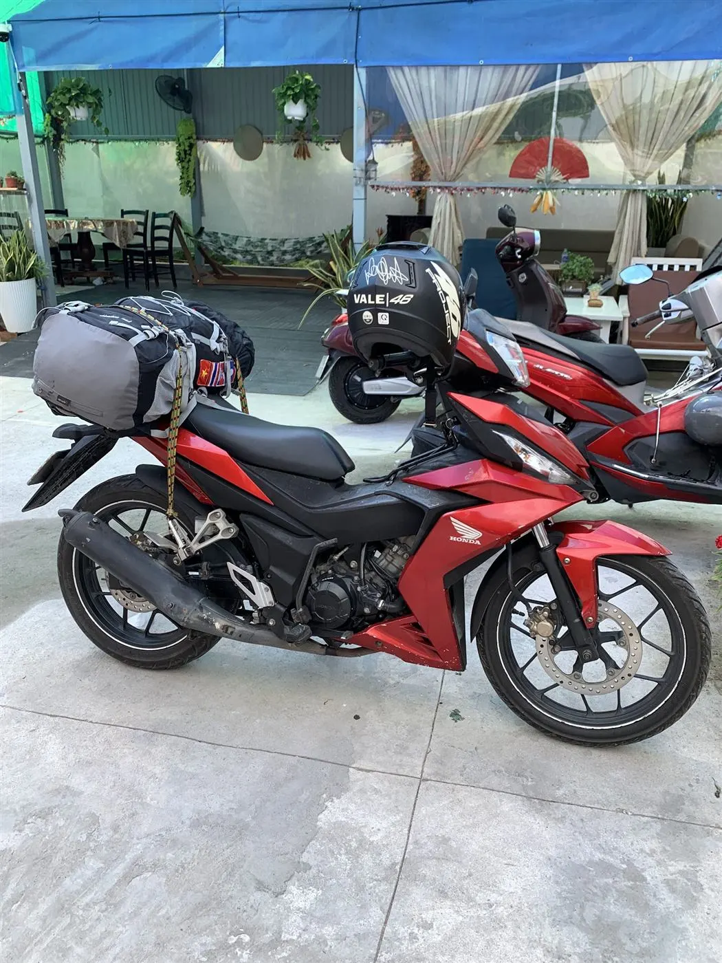 Honda Winner X loaded for a trip