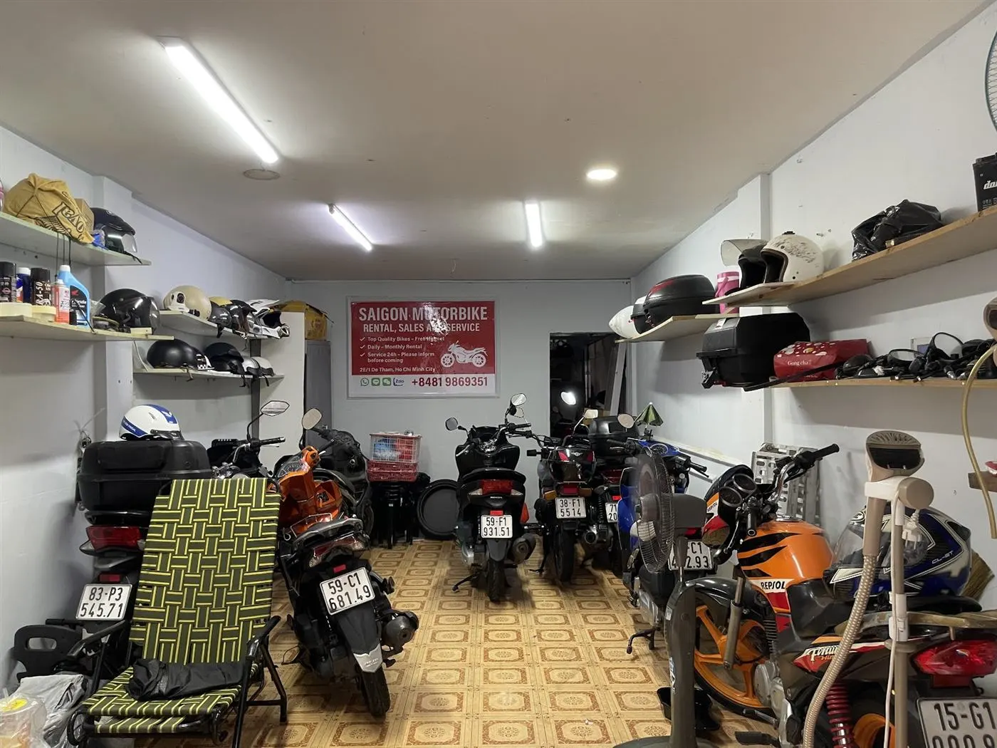 Inside the Saigon Motorbike shop